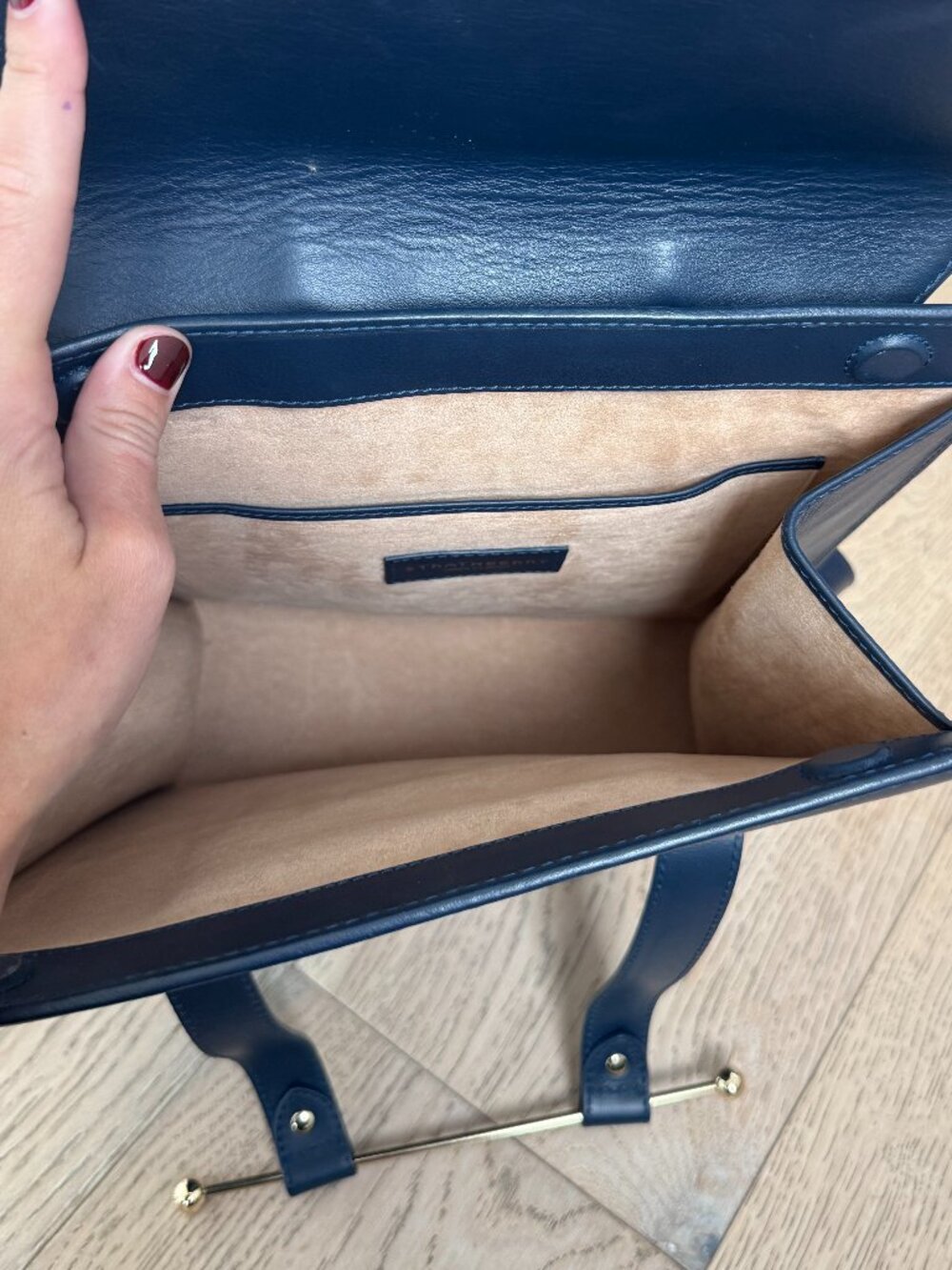 Strathberry Navy Blue Leather Backpack - Picture 3 of 4